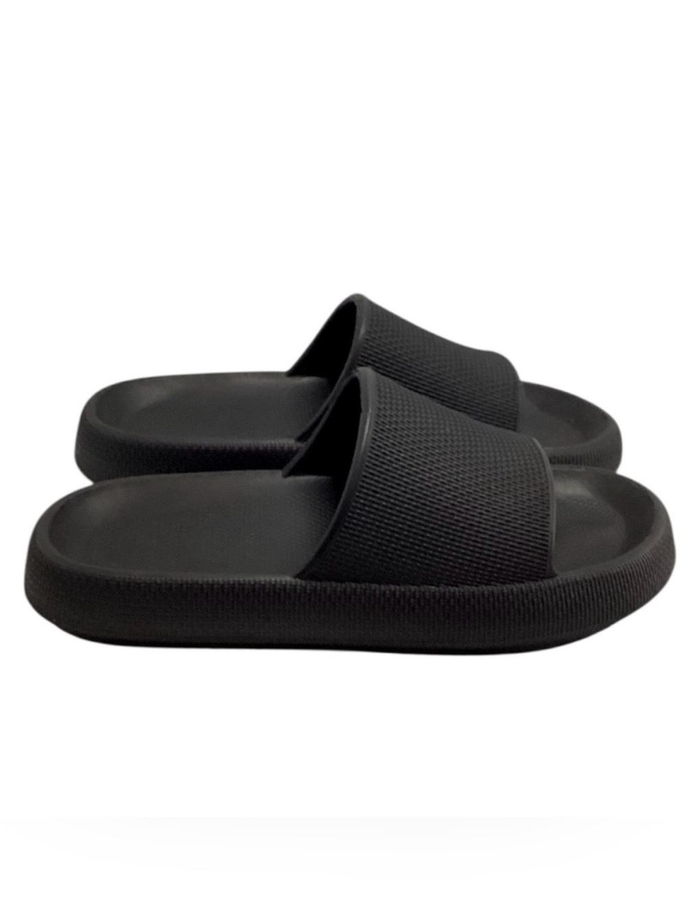 🍄 Black Slide Sandals, Size 10